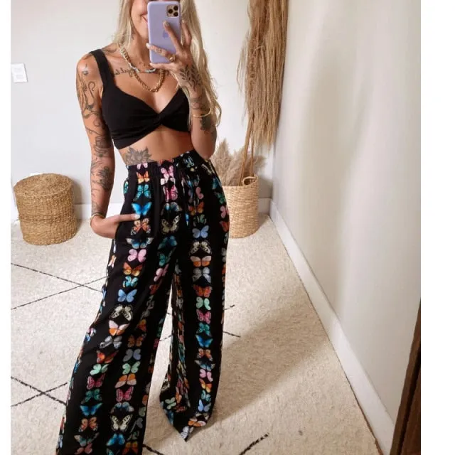 2 Pcs Suit Summer Tracksuit Sets Womens Outfits Boho Beach Style Print