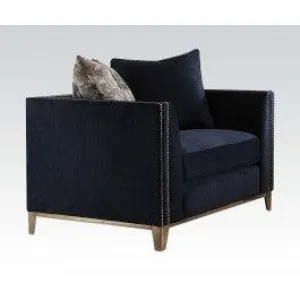 Acme Phaedra Chair with 2 Pillows in Blue Fabric 52832
