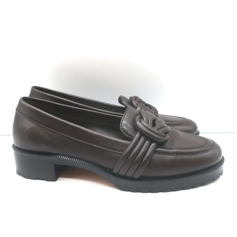 Alexandre Birman Vicky Loafers Dark Brown Leather Size 38.5