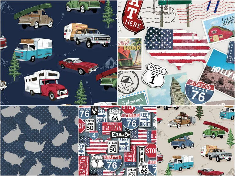American Road Trip 5 Easy Pieces Fat Quarter Bundle