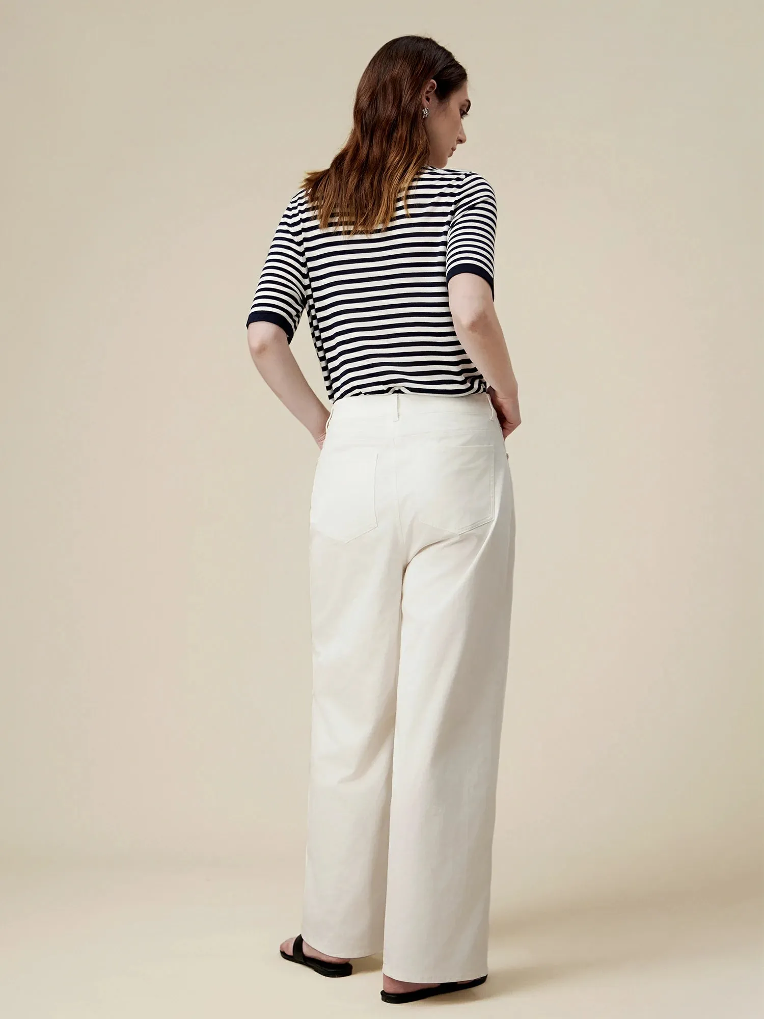 Amoretu 100% Lyocell Pinstripe Casual T-Shirt