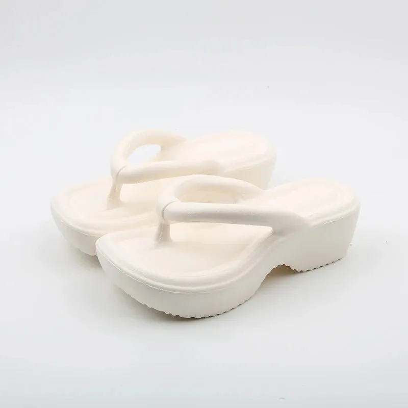 Amozae-Women's Chunky Platform Wedges Flip Flops 2024 Summer Clip Toe Thick Bottom Beach Sandals Woman Anti Slip Outdoor Slippers