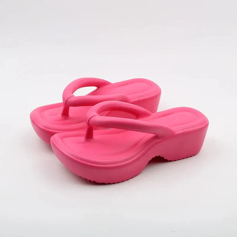 Amozae-Women's Chunky Platform Wedges Flip Flops 2024 Summer Clip Toe Thick Bottom Beach Sandals Woman Anti Slip Outdoor Slippers