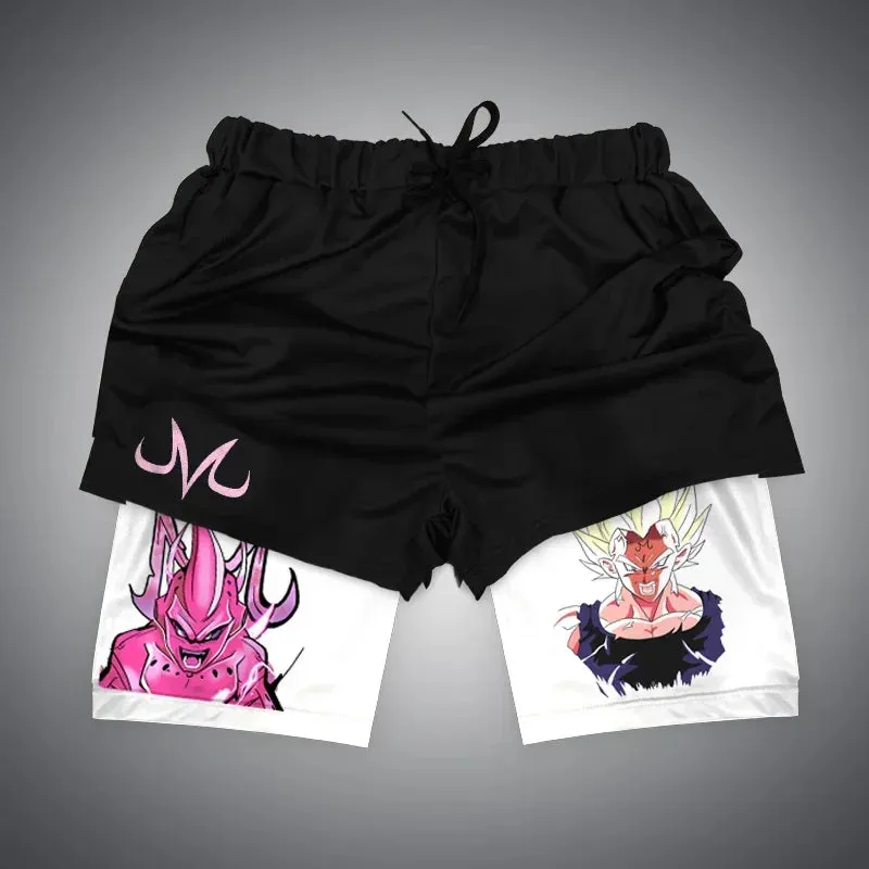 Anime NARUTO Dragon Ball One Piece Gym Shorts Man Double Layer 2-In-1 Quick-Drying Sweat-Absorbent Jogging Performance Shorts
