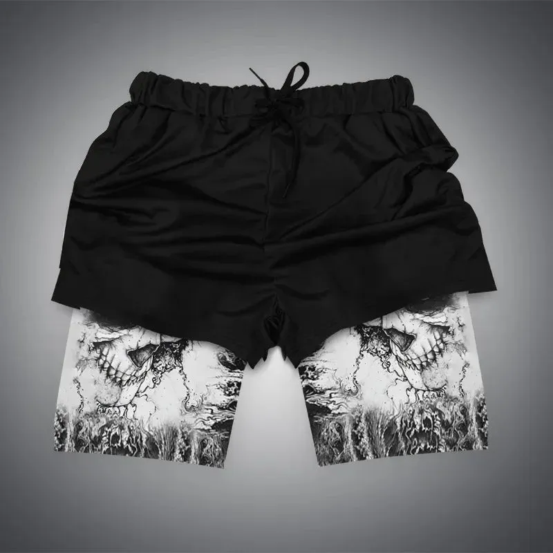 Anime NARUTO Dragon Ball One Piece Gym Shorts Man Double Layer 2-In-1 Quick-Drying Sweat-Absorbent Jogging Performance Shorts