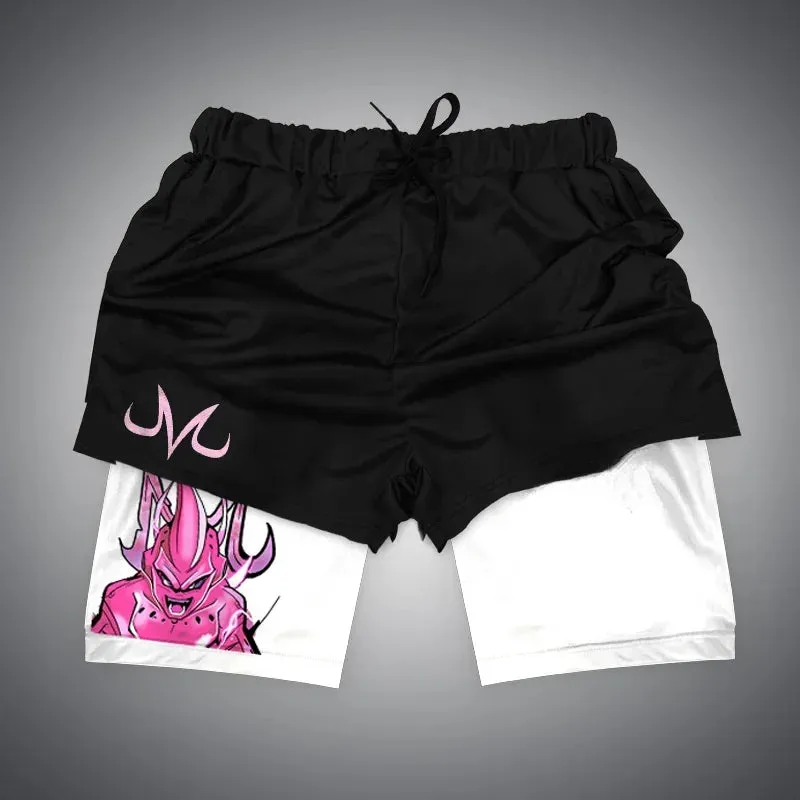 Anime NARUTO Dragon Ball One Piece Gym Shorts Man Double Layer 2-In-1 Quick-Drying Sweat-Absorbent Jogging Performance Shorts