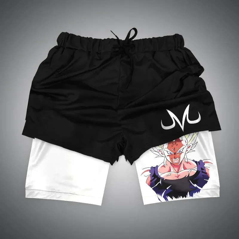 Anime NARUTO Dragon Ball One Piece Gym Shorts Man Double Layer 2-In-1 Quick-Drying Sweat-Absorbent Jogging Performance Shorts