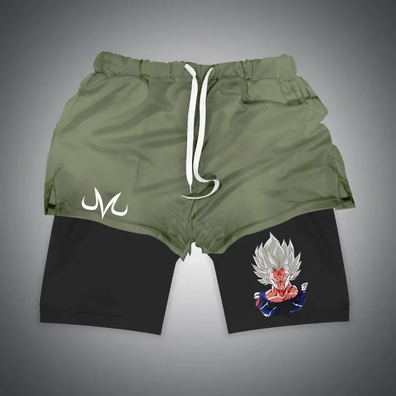 Anime NARUTO Dragon Ball One Piece Gym Shorts Man Double Layer 2-In-1 Quick-Drying Sweat-Absorbent Jogging Performance Shorts