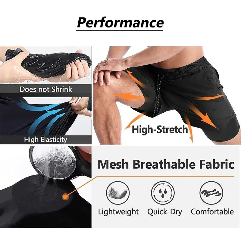 Anime NARUTO Dragon Ball One Piece Gym Shorts Man Double Layer 2-In-1 Quick-Drying Sweat-Absorbent Jogging Performance Shorts
