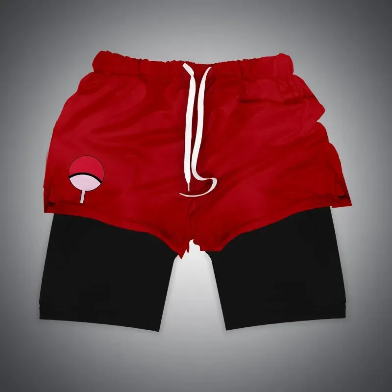 Anime NARUTO Dragon Ball One Piece Gym Shorts Man Double Layer 2-In-1 Quick-Drying Sweat-Absorbent Jogging Performance Shorts