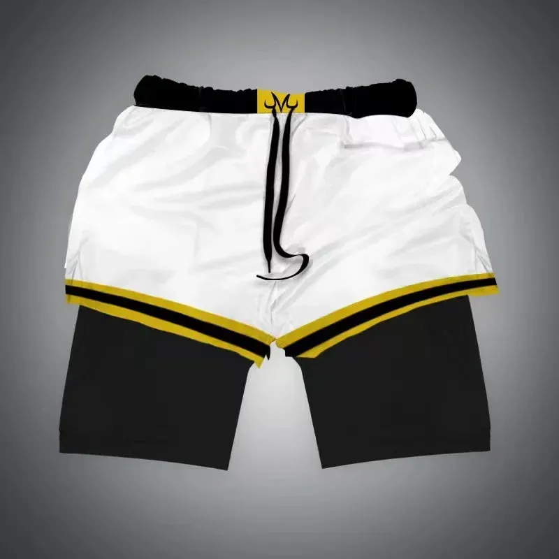 Anime NARUTO Dragon Ball One Piece Gym Shorts Man Double Layer 2-In-1 Quick-Drying Sweat-Absorbent Jogging Performance Shorts