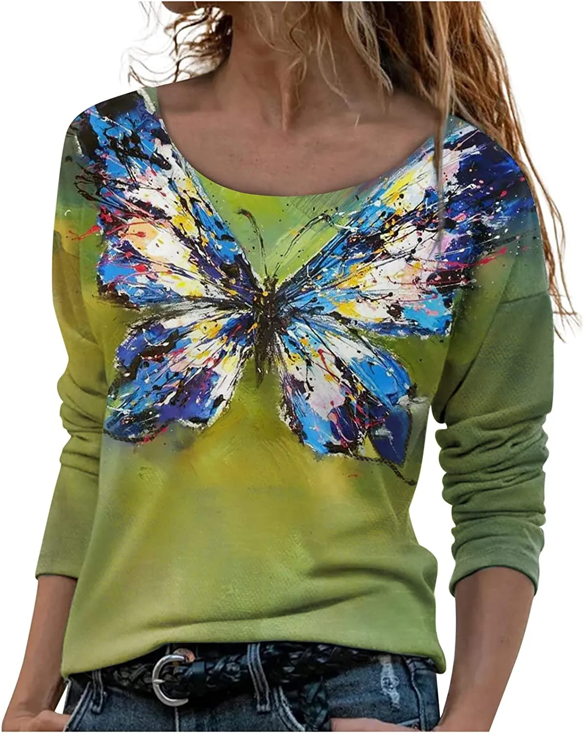 Annabella Creations Womens Cute Floral Print Long Sleeve T Shirts Casual