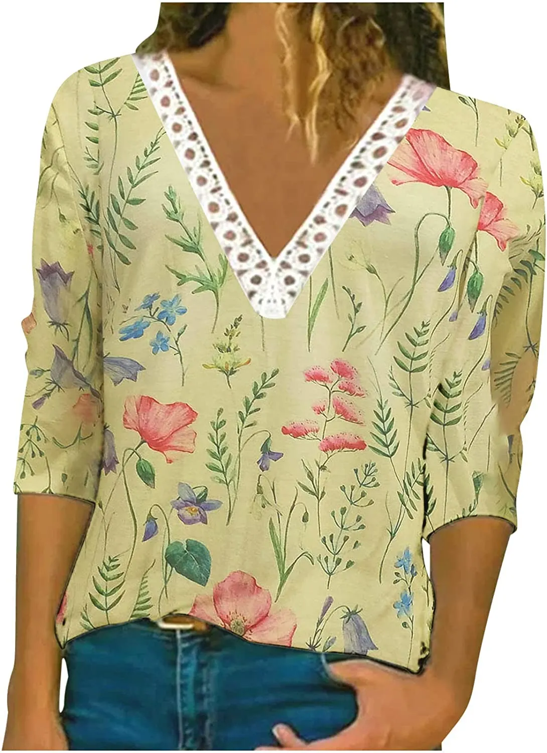 Annabella Creations Womens Cute Floral Print Long Sleeve T Shirts Casual