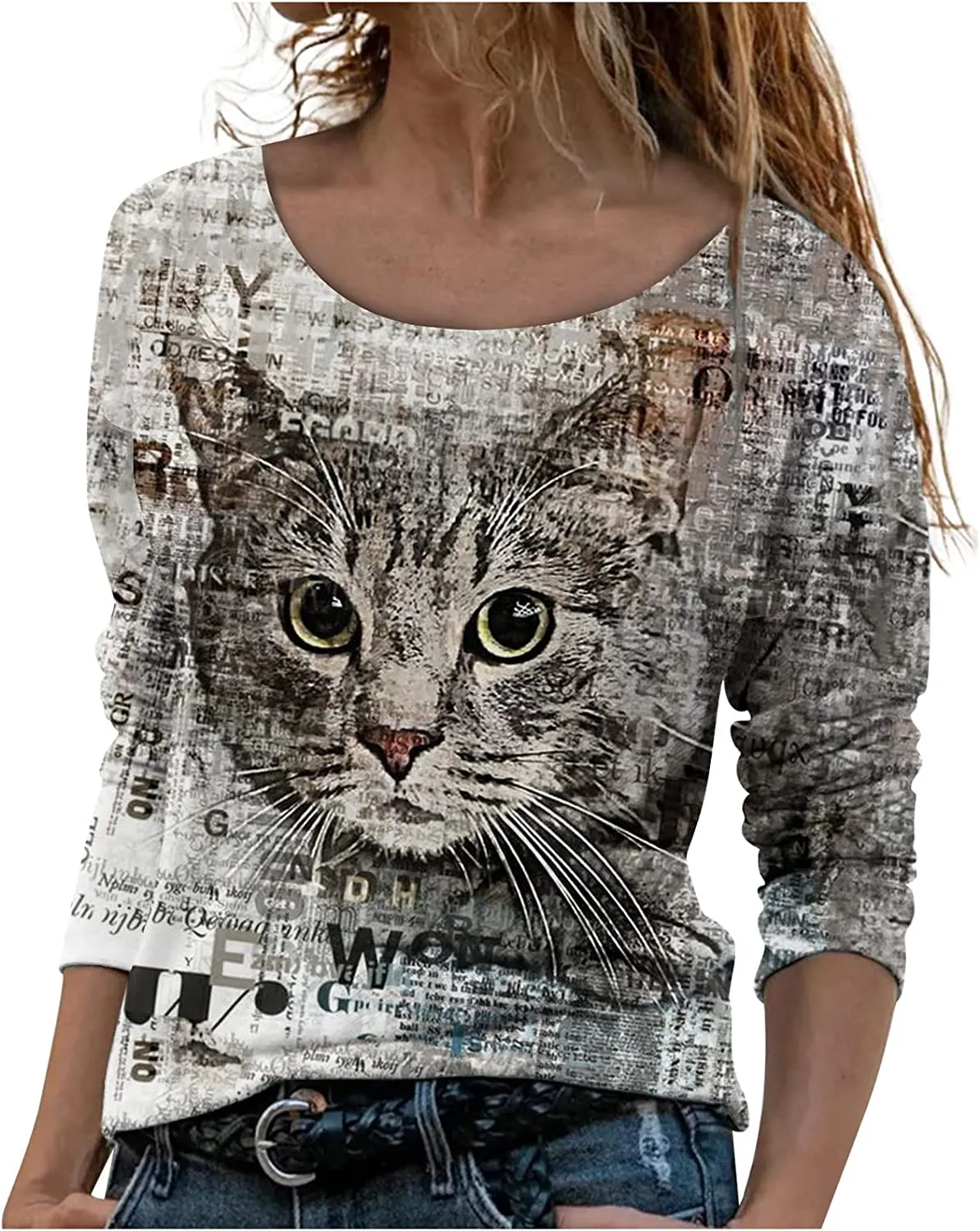 Annabella Creations Womens Cute Floral Print Long Sleeve T Shirts Casual