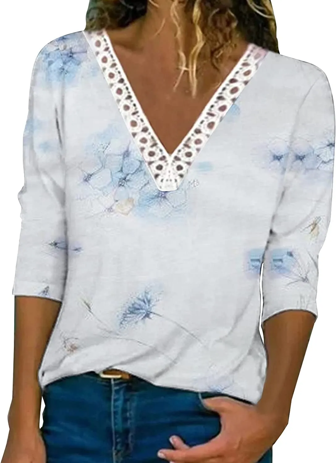 Annabella Creations Womens Cute Floral Print Long Sleeve T Shirts Casual