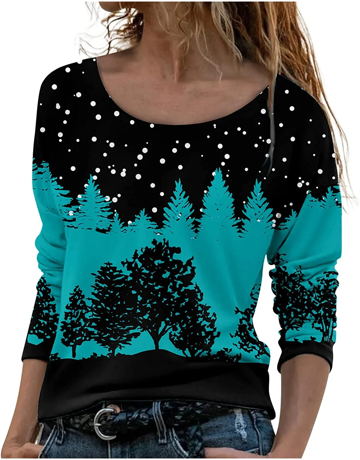 Annabella Creations Womens Cute Floral Print Long Sleeve T Shirts Casual