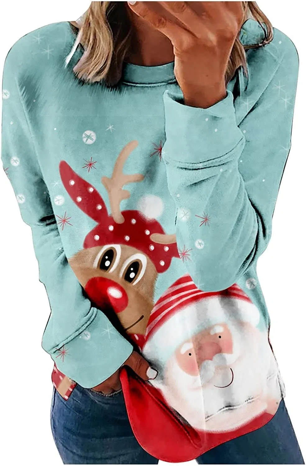Annabella Creations Womens Cute Floral Print Long Sleeve T Shirts Casual