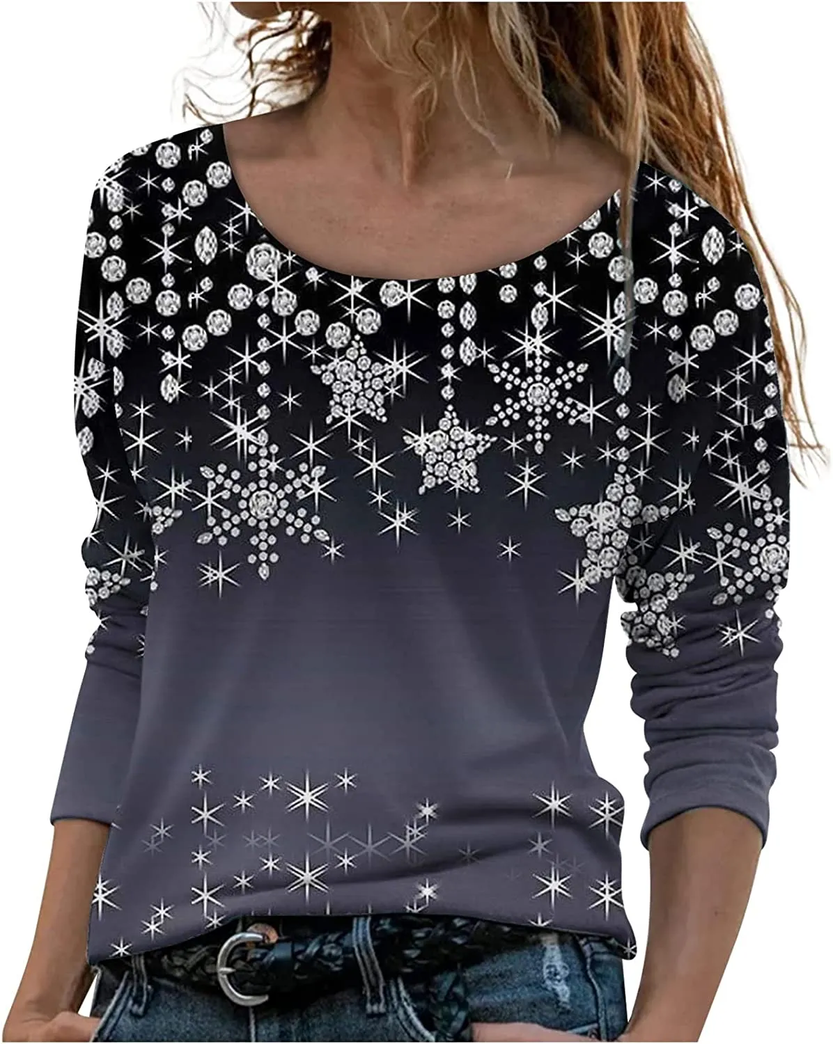Annabella Creations Womens Cute Floral Print Long Sleeve T Shirts Casual
