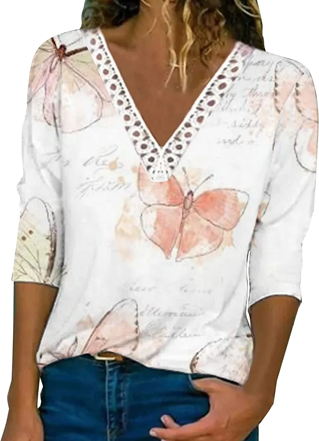Annabella Creations Womens Cute Floral Print Long Sleeve T Shirts Casual