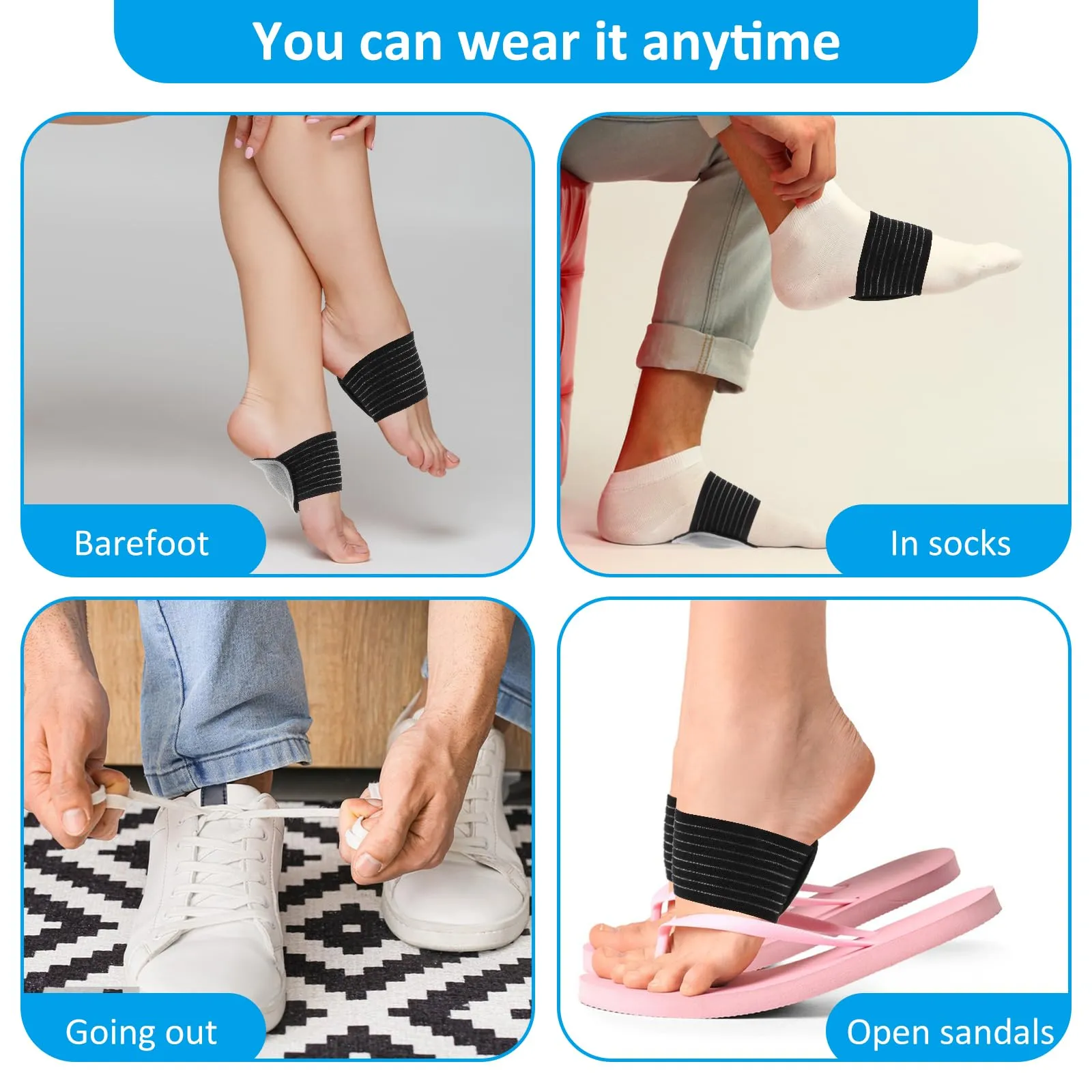 Arch Support, 2 Piece Metatarsal Support Adjustable Plantar Fasciitis Bandage Metatarsal Support for Men and Women to Relieve Plantar Fasciitis and Arch Pain