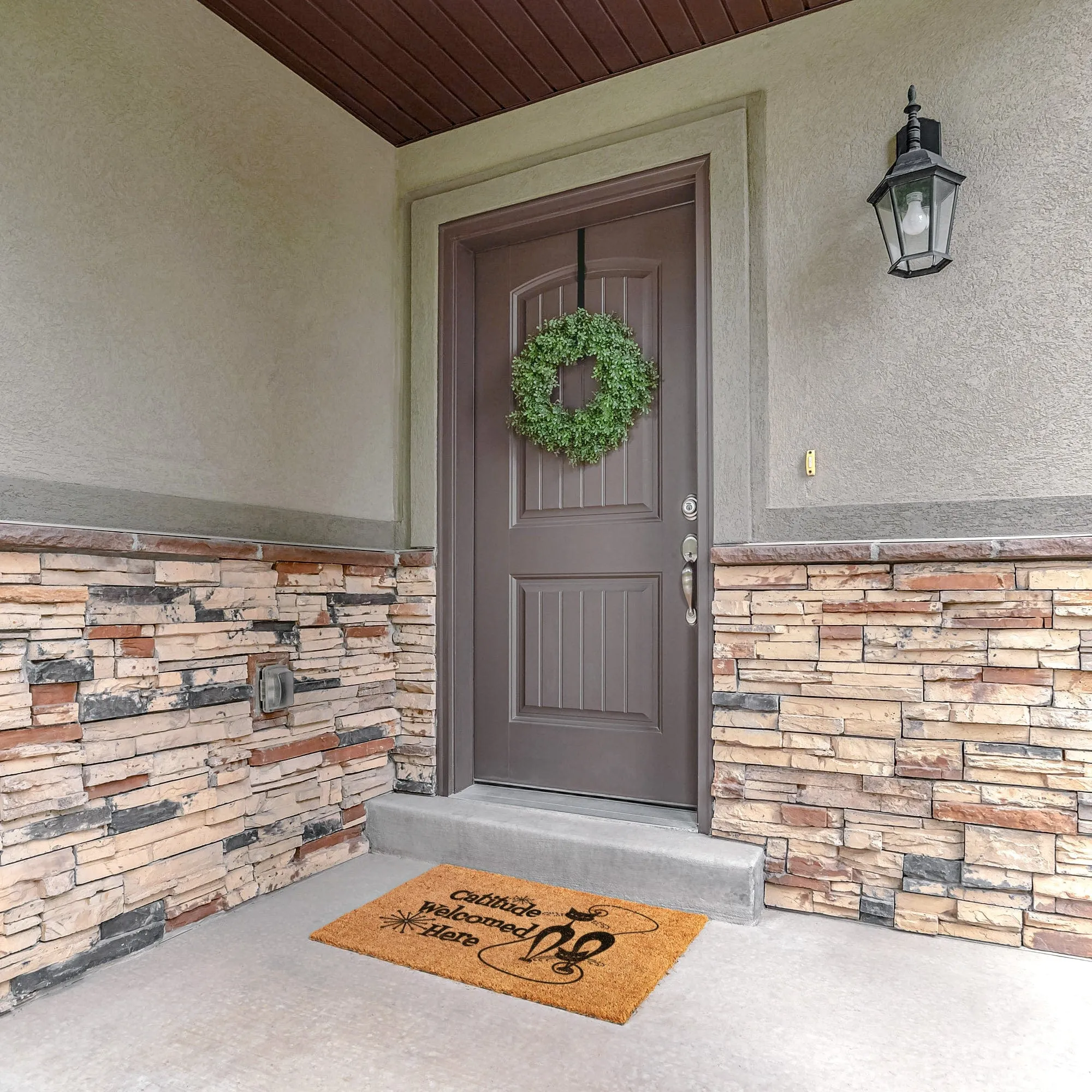 Atomic Cat "Catitude Welcome Here" Doormat, Midcentury Modern Kitty, Retro Funny Entrance Mat - KM13629723
