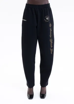 BLACK W YELLOW PRINT JOGGING PANTS