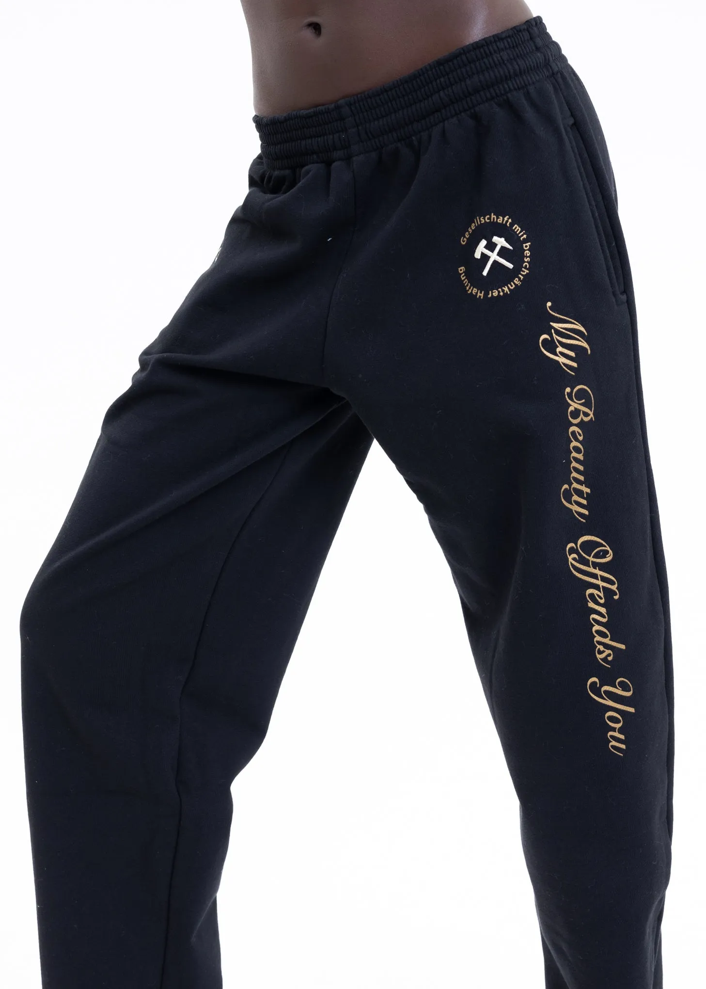 BLACK W YELLOW PRINT JOGGING PANTS