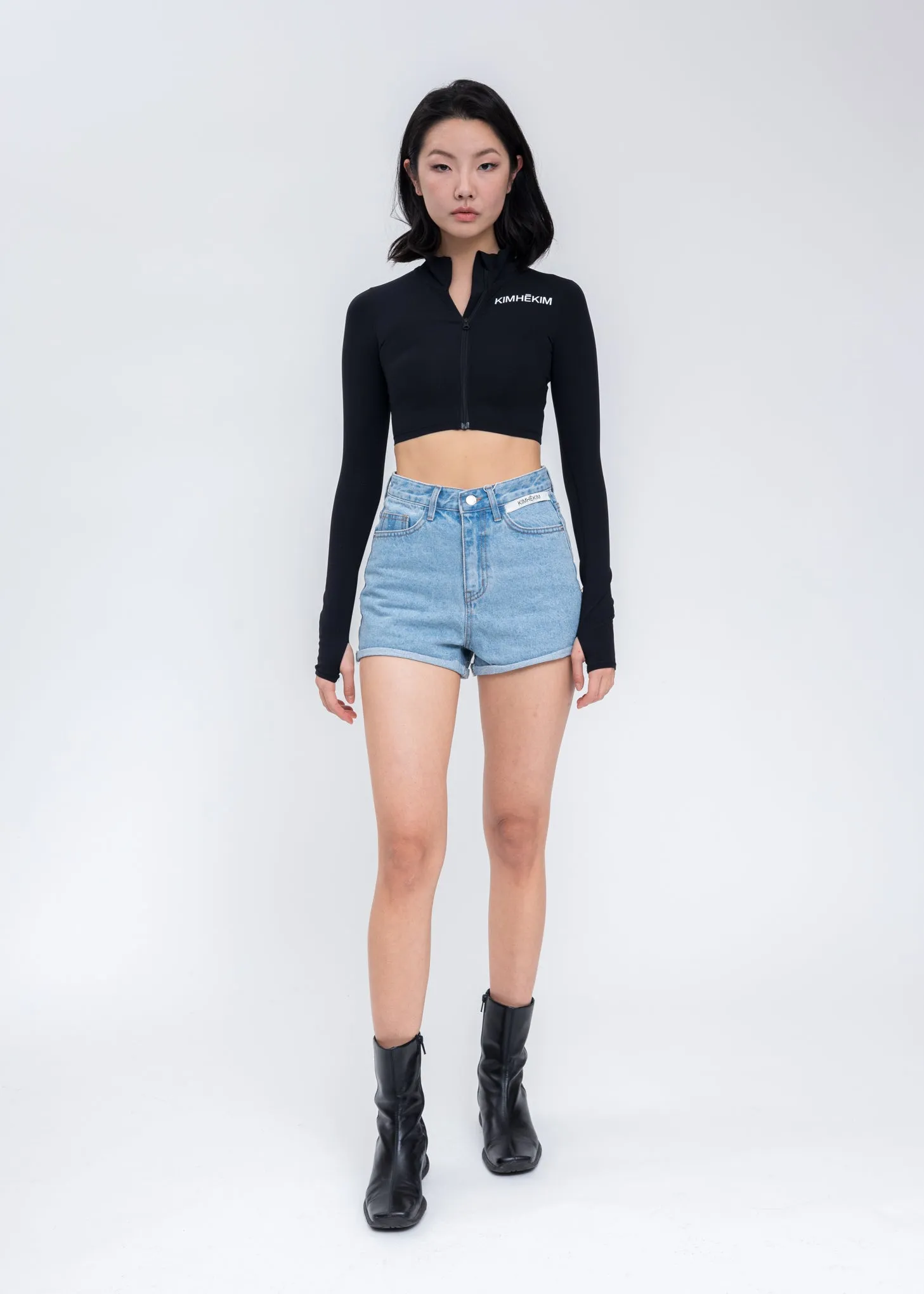 Black Yoga Cropped Zip-Up Jacket