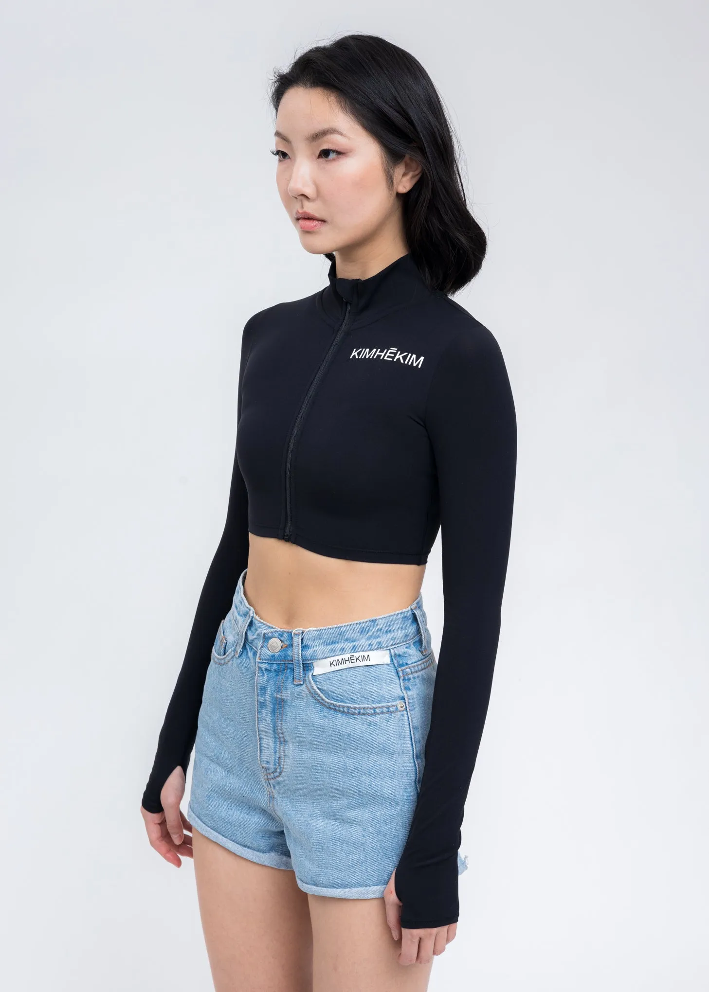 Black Yoga Cropped Zip-Up Jacket