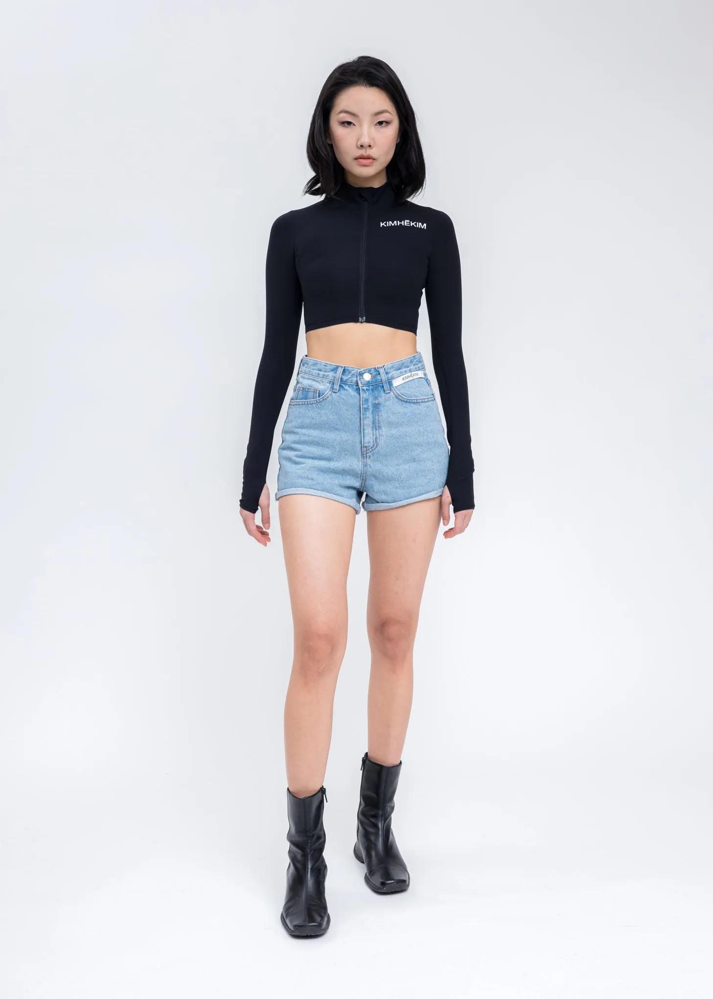 Black Yoga Cropped Zip-Up Jacket