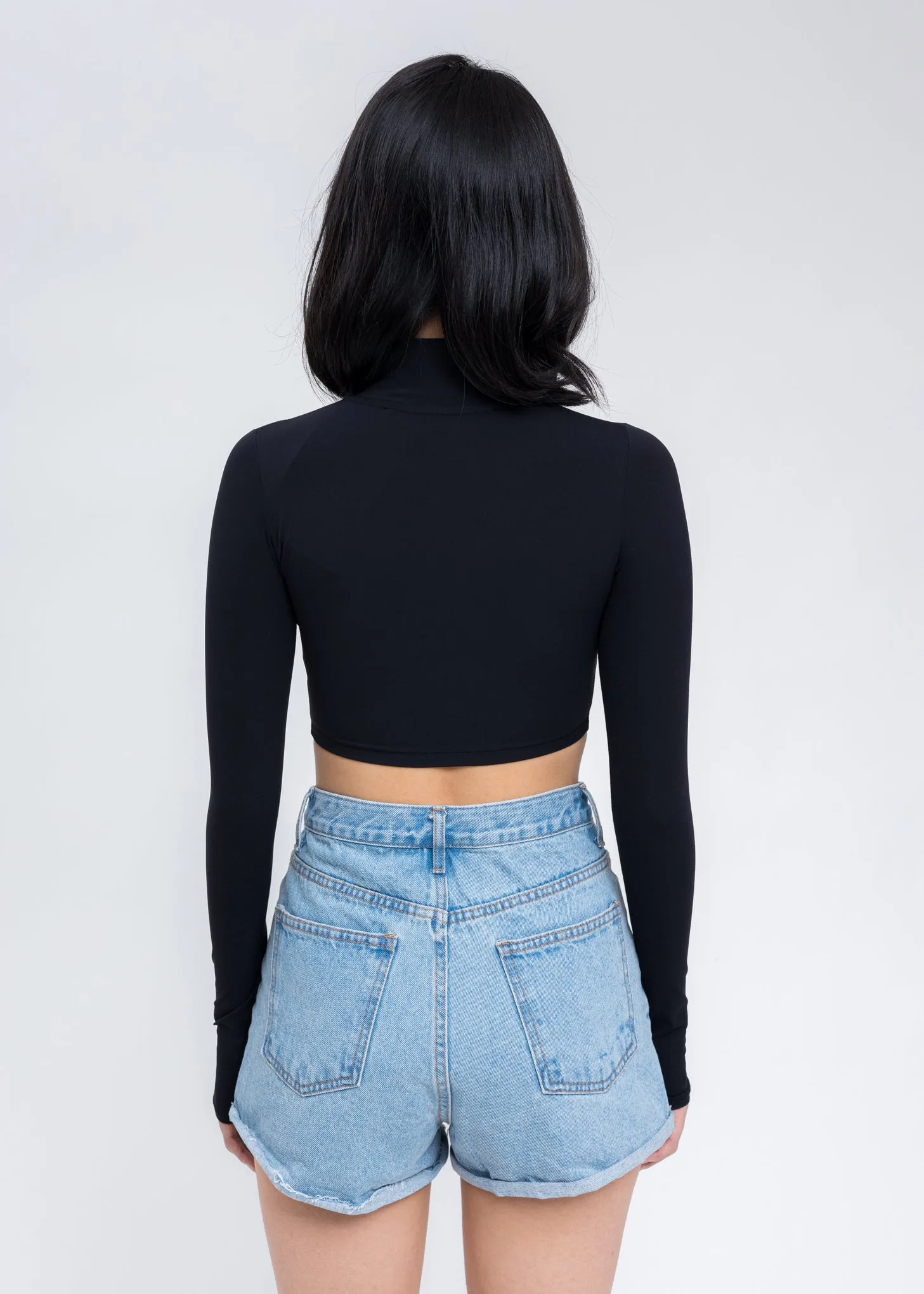 Black Yoga Cropped Zip-Up Jacket