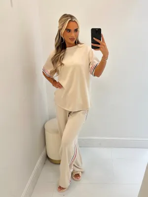 BUNNY BEIGE STRIPE LOUNGE SET