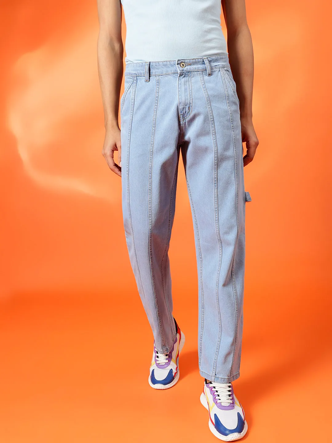 BWOLVES Men's Clean Look Relaxed Fit Jeans: Effortless Style in Light Shade Blue