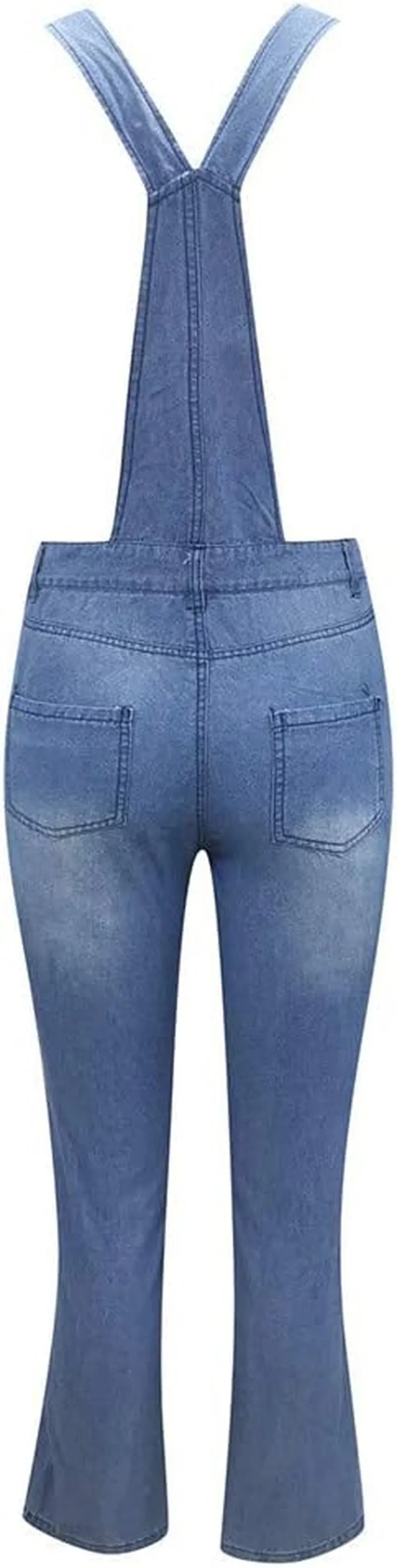 Casual Stretch Jeans Jumpsuit Denim Ripped Distressed Skinny Denim Bib Overalls Rompers