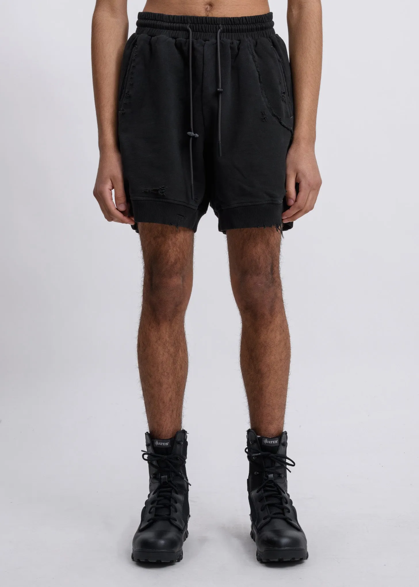 Charcoal Ruin Distressed Sweat Shorts