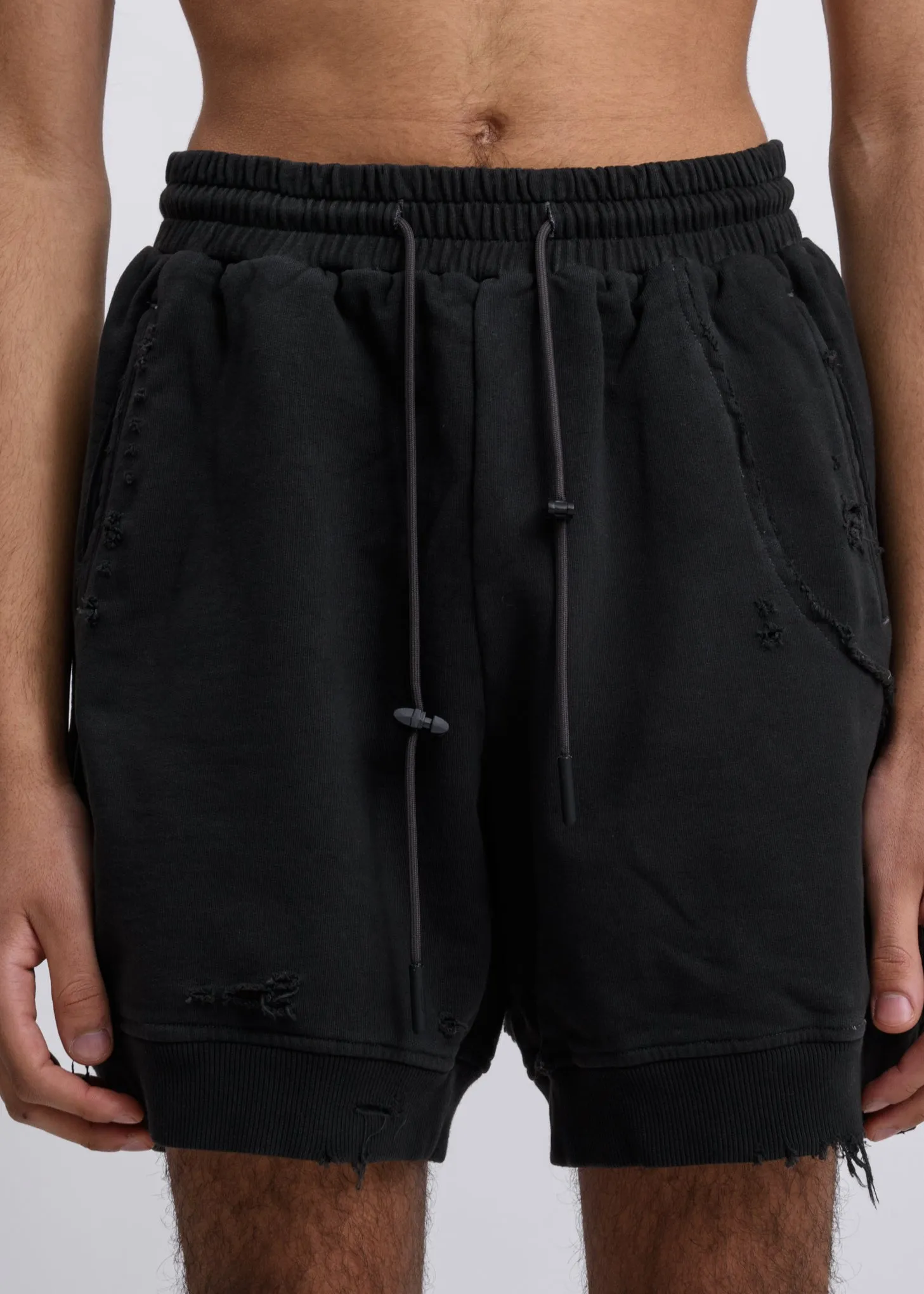 Charcoal Ruin Distressed Sweat Shorts