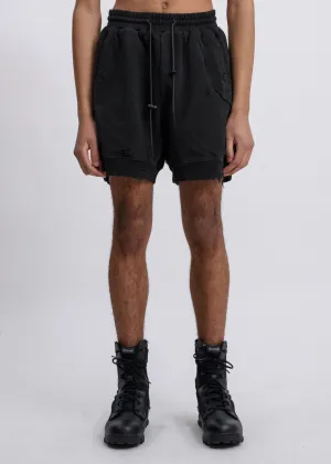 Charcoal Ruin Distressed Sweat Shorts