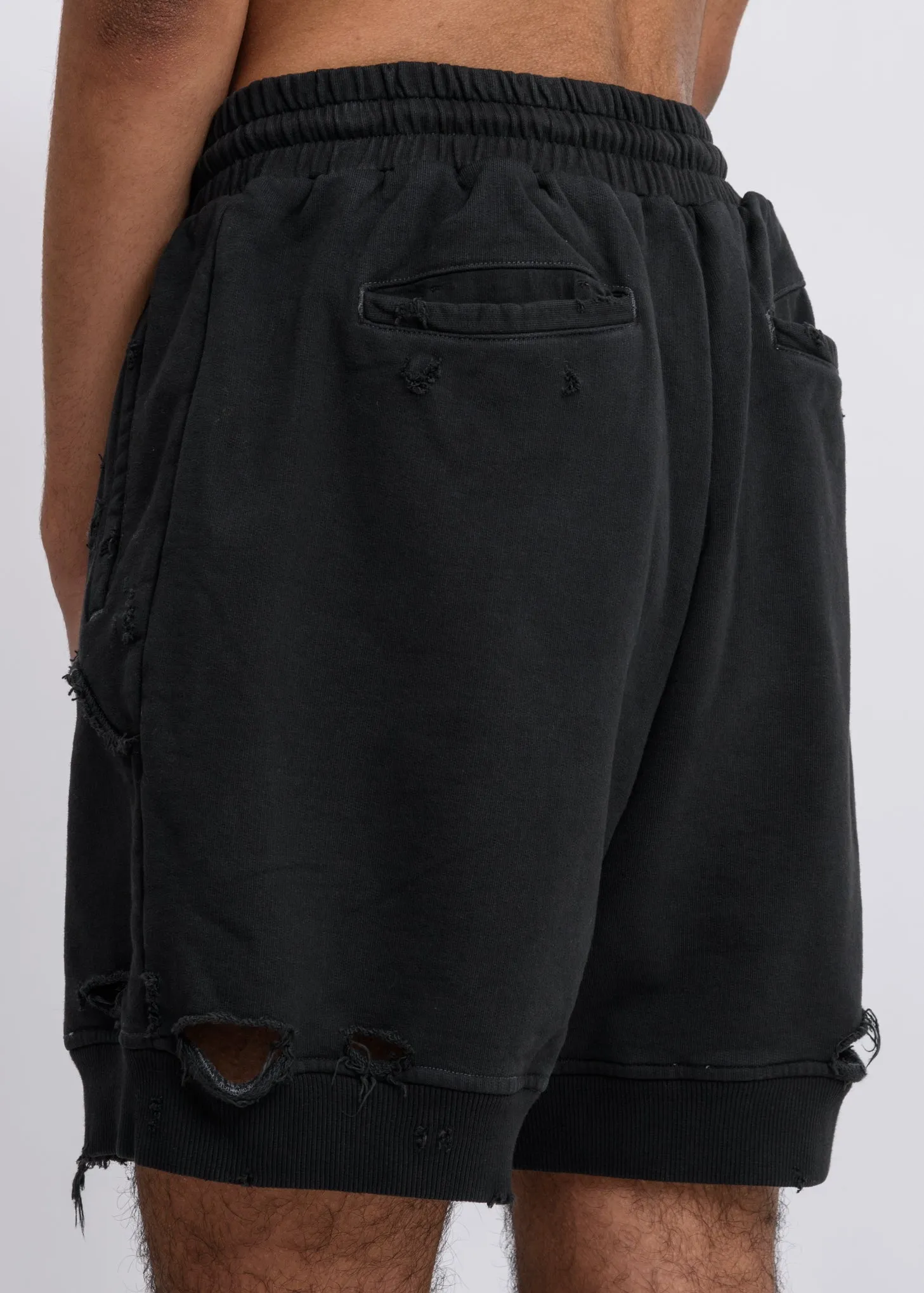 Charcoal Ruin Distressed Sweat Shorts