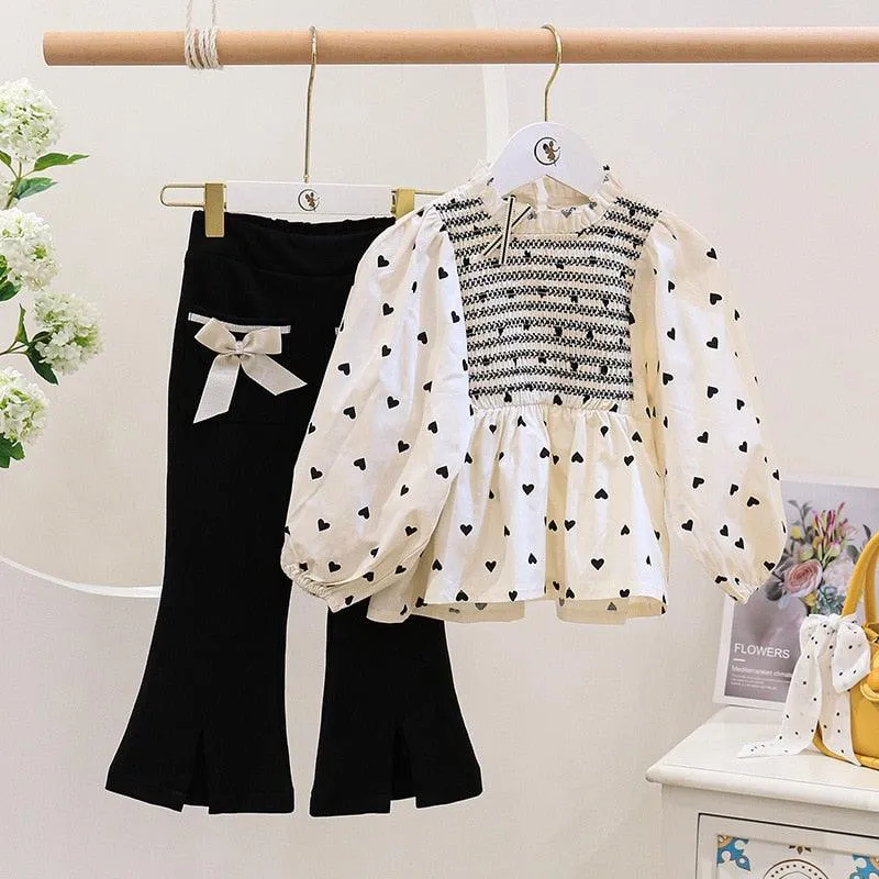 Chic Blue Ribbon Top and Suspender Shorts Set for Fashionable Young Girls