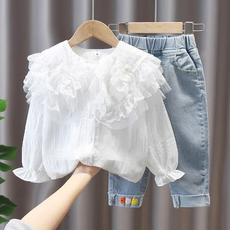 Chic Blue Ribbon Top and Suspender Shorts Set for Fashionable Young Girls
