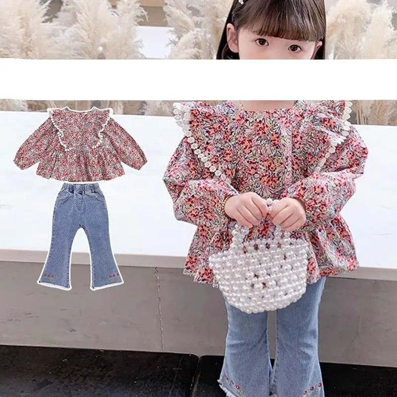 Chic Blue Ribbon Top and Suspender Shorts Set for Fashionable Young Girls