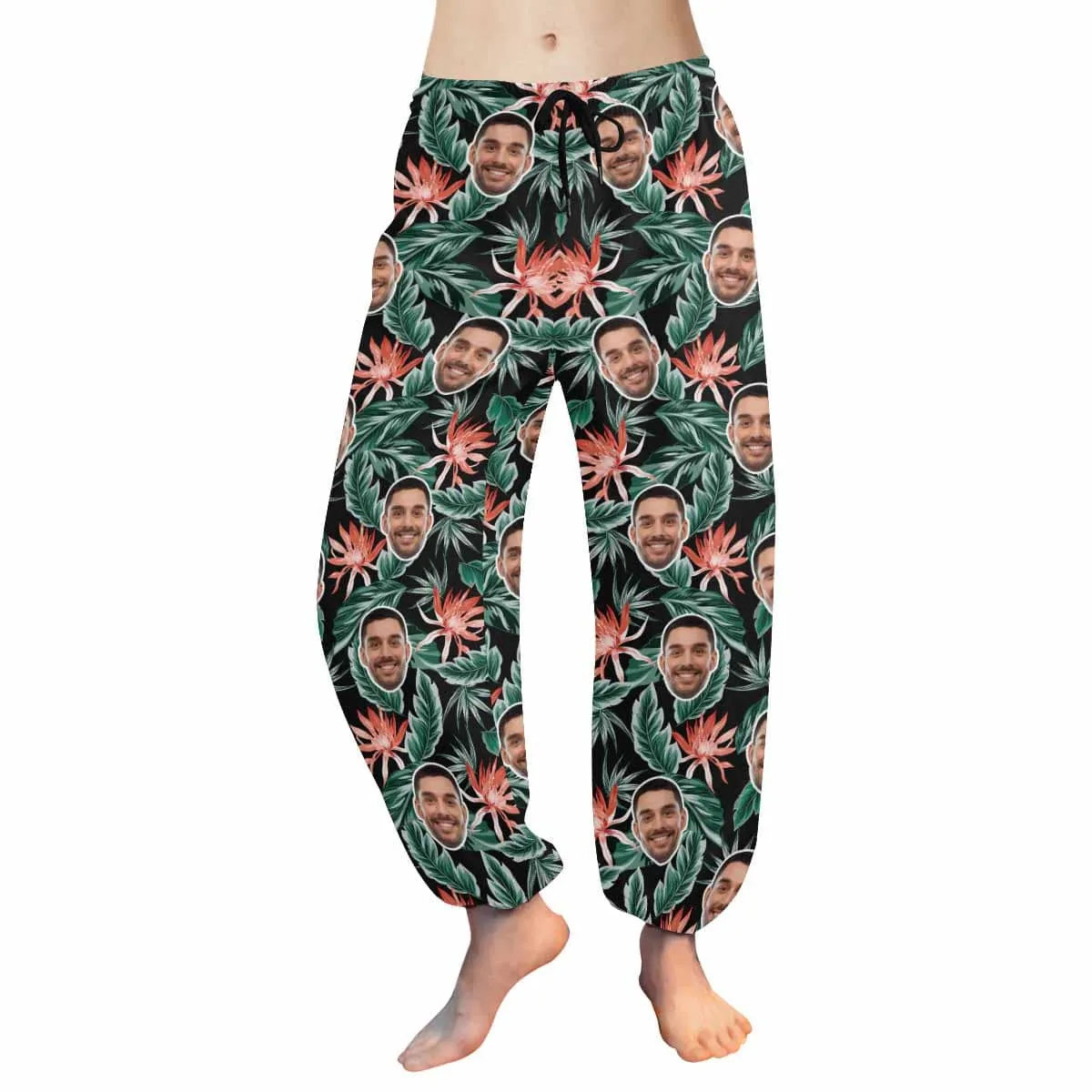 Custom Face Harem Pants Leaves Unisex All Over Print Personalized Yoga Pants