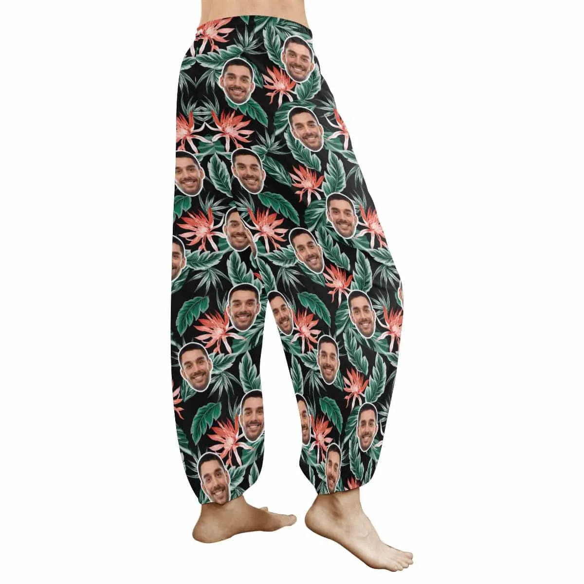 Custom Face Harem Pants Leaves Unisex All Over Print Personalized Yoga Pants