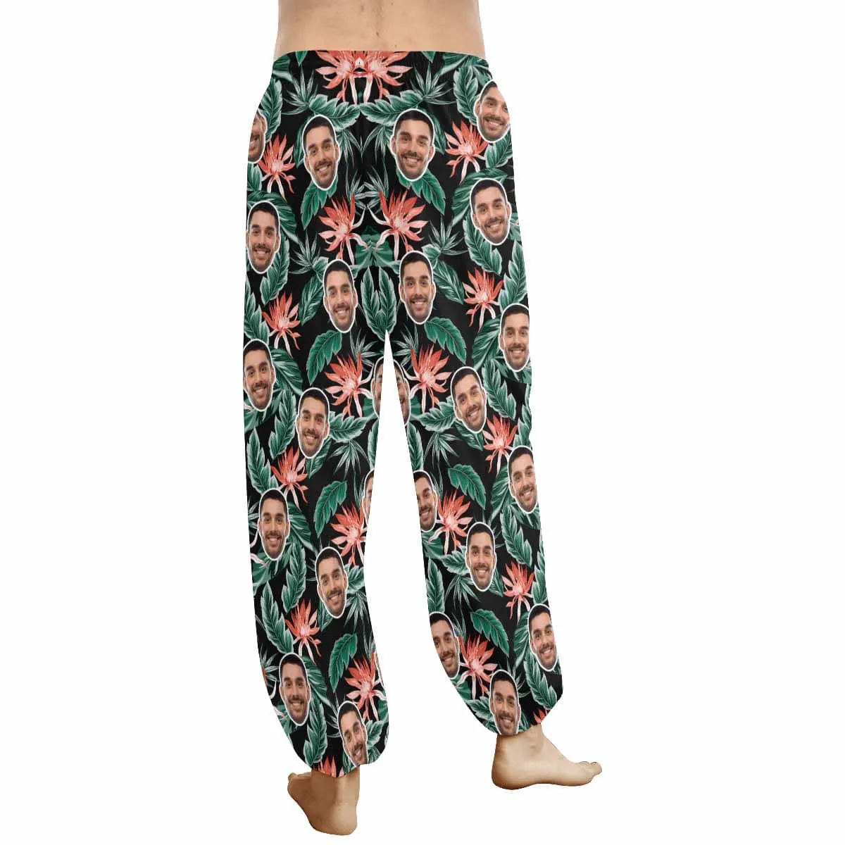Custom Face Harem Pants Leaves Unisex All Over Print Personalized Yoga Pants