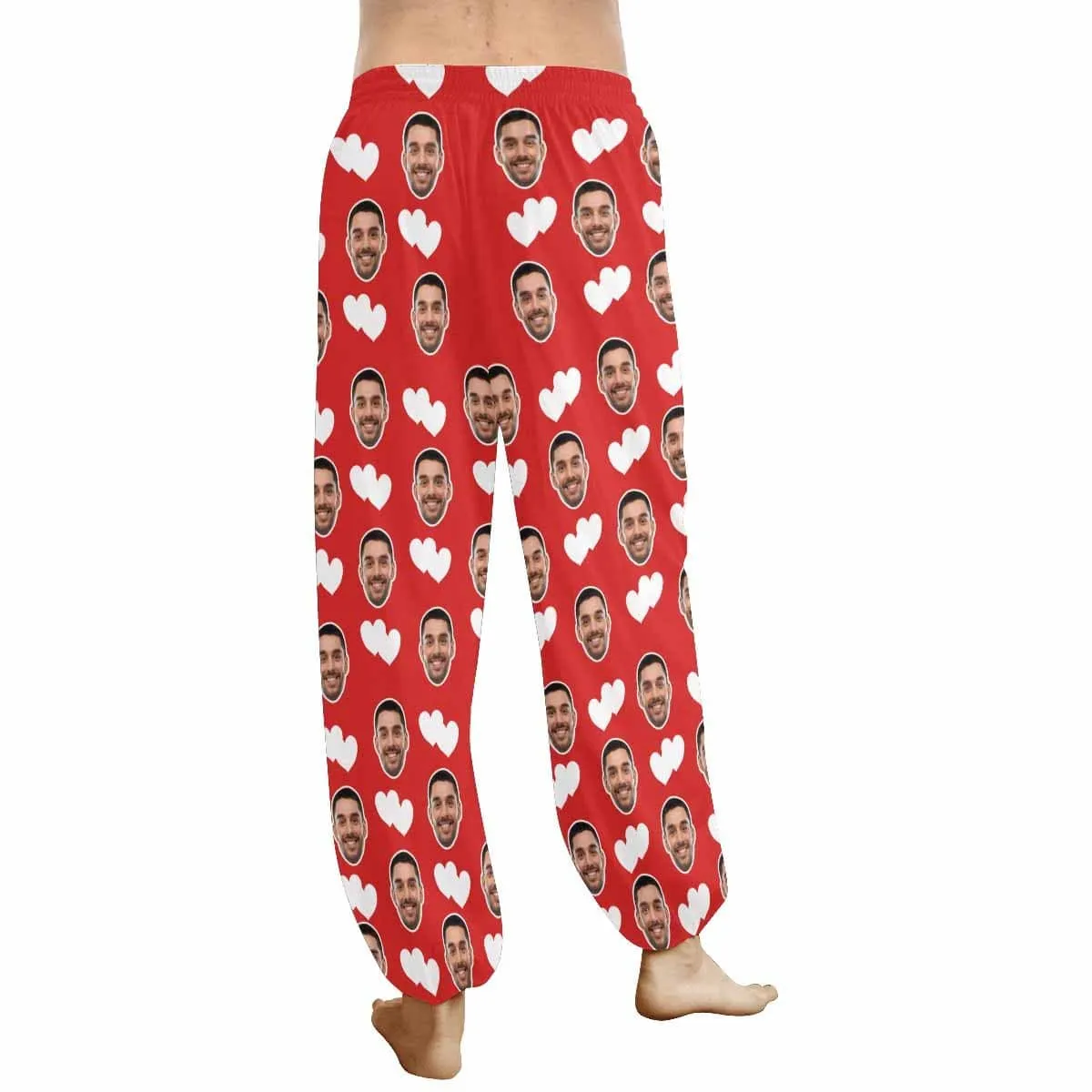 Custom Face Harem Pants White Heart Unisex All Over Print Red Personalized Yoga Pants