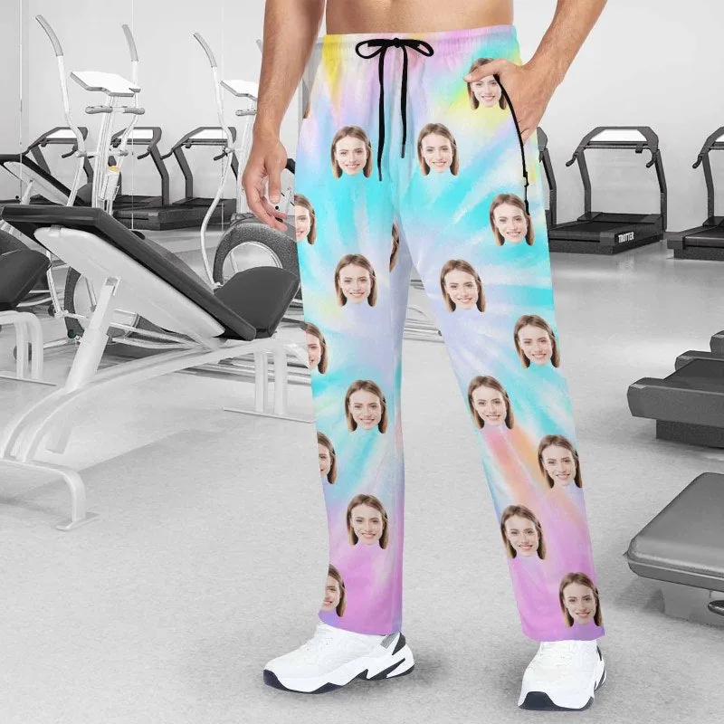 Custom Face Quick Dry Pants Gradient Couple's All Over Print Casual Elastic Drawstring Pants