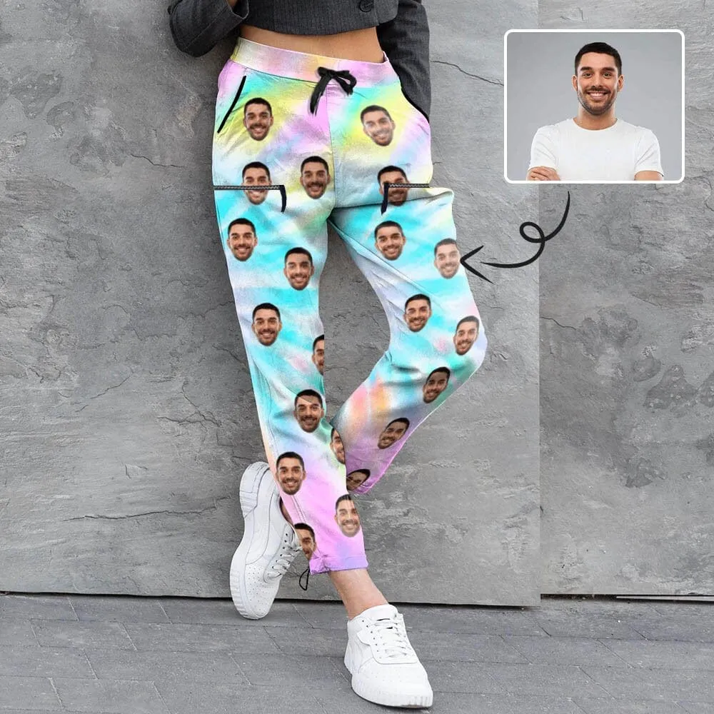 Custom Face Quick Dry Pants Gradient Couple's All Over Print Casual Elastic Drawstring Pants