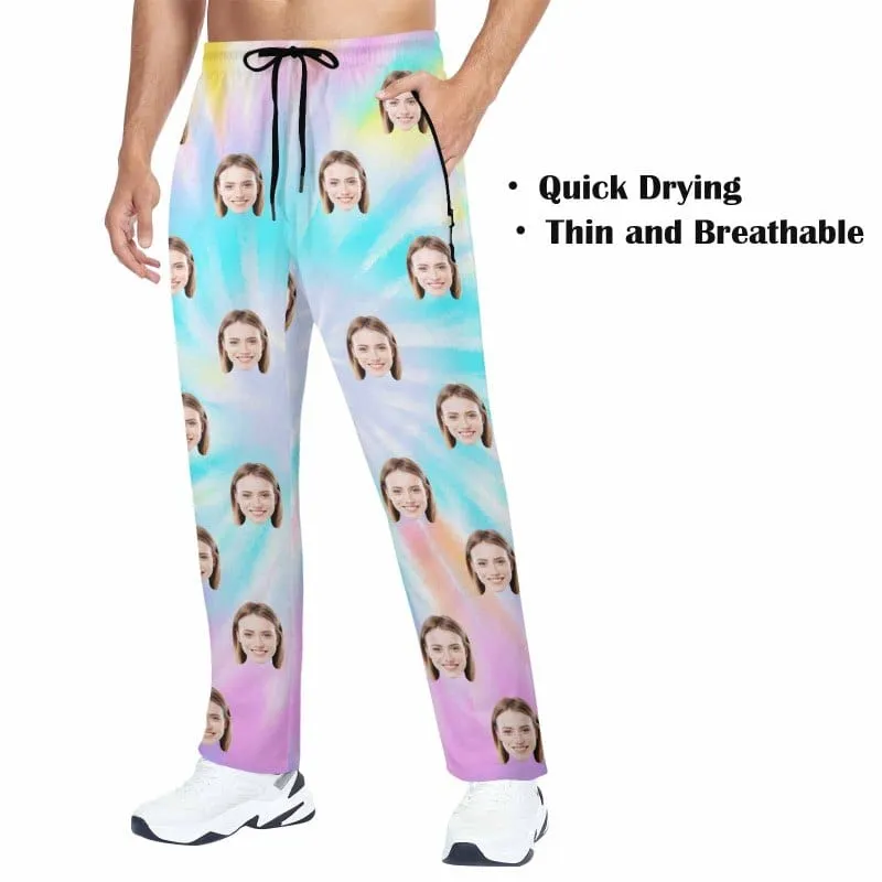Custom Face Quick Dry Pants Gradient Couple's All Over Print Casual Elastic Drawstring Pants