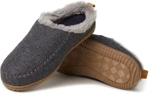 Dearfoams Men's Alpine Bern Clog Slipper Dark Heather Grey