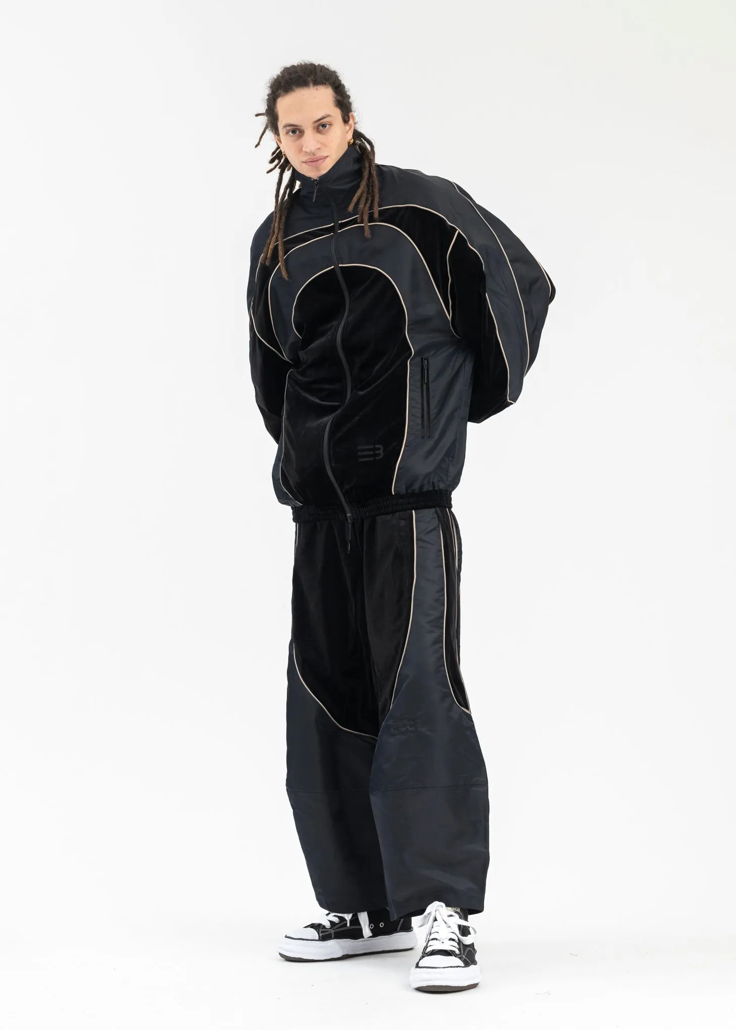 EUPHORIC BLACK EIGHTH WIDE TRACK TROUSERS
